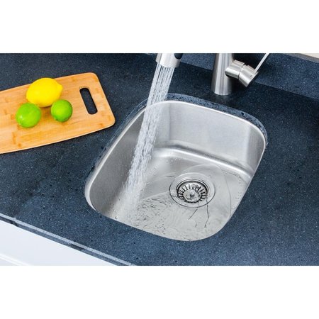 WELLS SINKWARE 15 in 18 Gauge Undermount Single Bowl Stainless Steel Bar Sink CMU15187